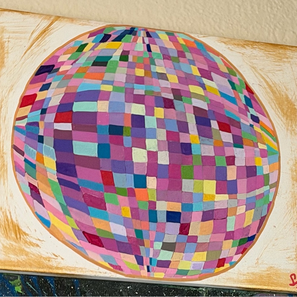 Colorful Abstract Geometric Canvas Art disco ball by SJO